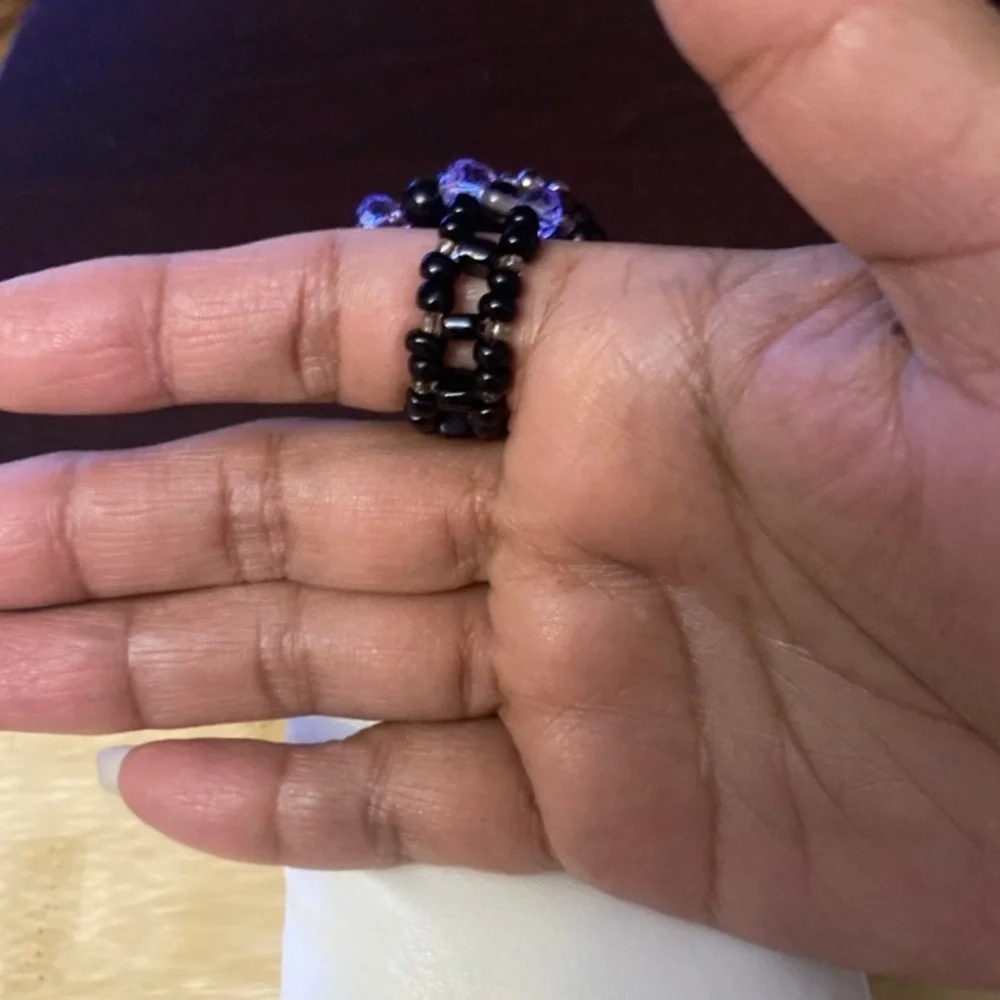 Elegant Purple Beaded Ring handmade beaded Ring